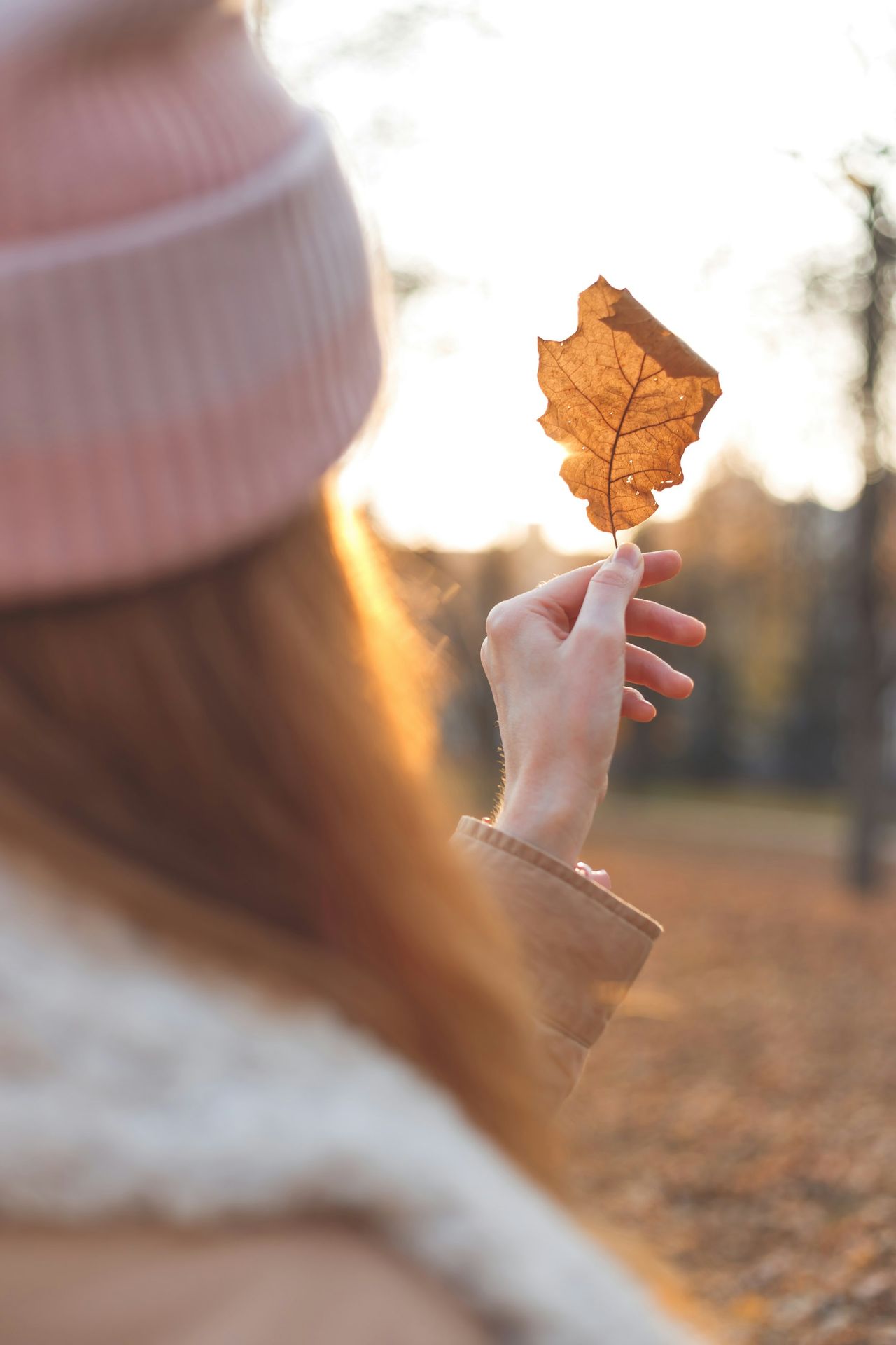 closeup photo of woman holding leaf